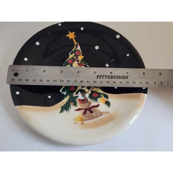 PLATES-SALAD/DESSERT-Certified Int'l-Becca Barton-Black Cream-Christmas Tree - Picture 8 of 8